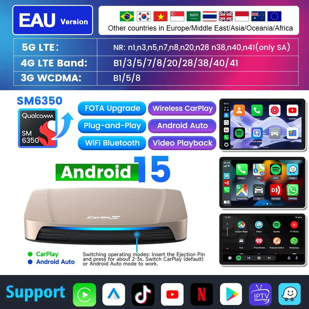 Carlinkit Android 15 AI Box Ultra 8+128G Wireless Carplay Car Streaming Box Android Auto Wireless Adapter Qualcomm SM6350 Support Youtube/Netflix - Image 7