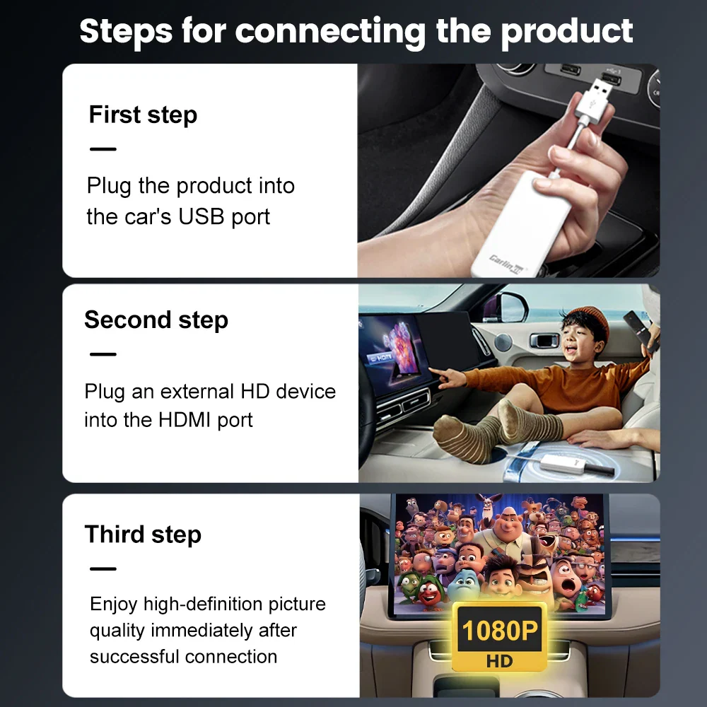 Carlinkit New Smart USB HDMI Adapter-Car 4K HD Output Video Dongle Support TV Streaming Stick Entertainment Watch Movies, Shows, and Live TV in 1080p, 60pfs, Game Consoles, Laptops - Image 5
