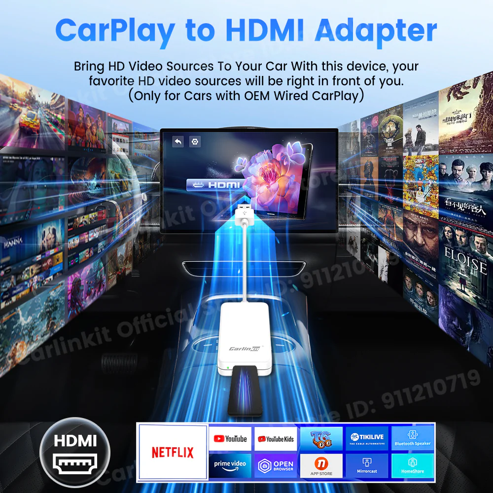 Carlinkit New Smart USB HDMI Adapter-Car 4K HD Output Video Dongle Support TV Streaming Stick Entertainment Watch Movies, Shows, and Live TV in 1080p, 60pfs, Game Consoles, Laptops - Image 7